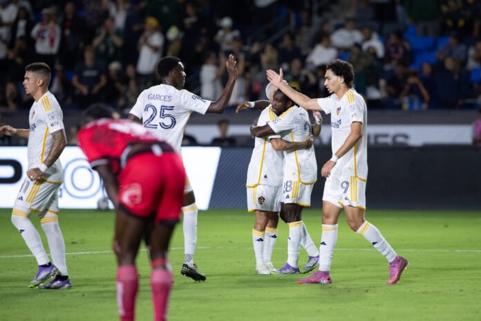 LA Galaxy celebrates their goal