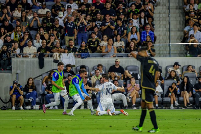 Dreyer San Diego FC vs LAFC at BMO celebrates his goal