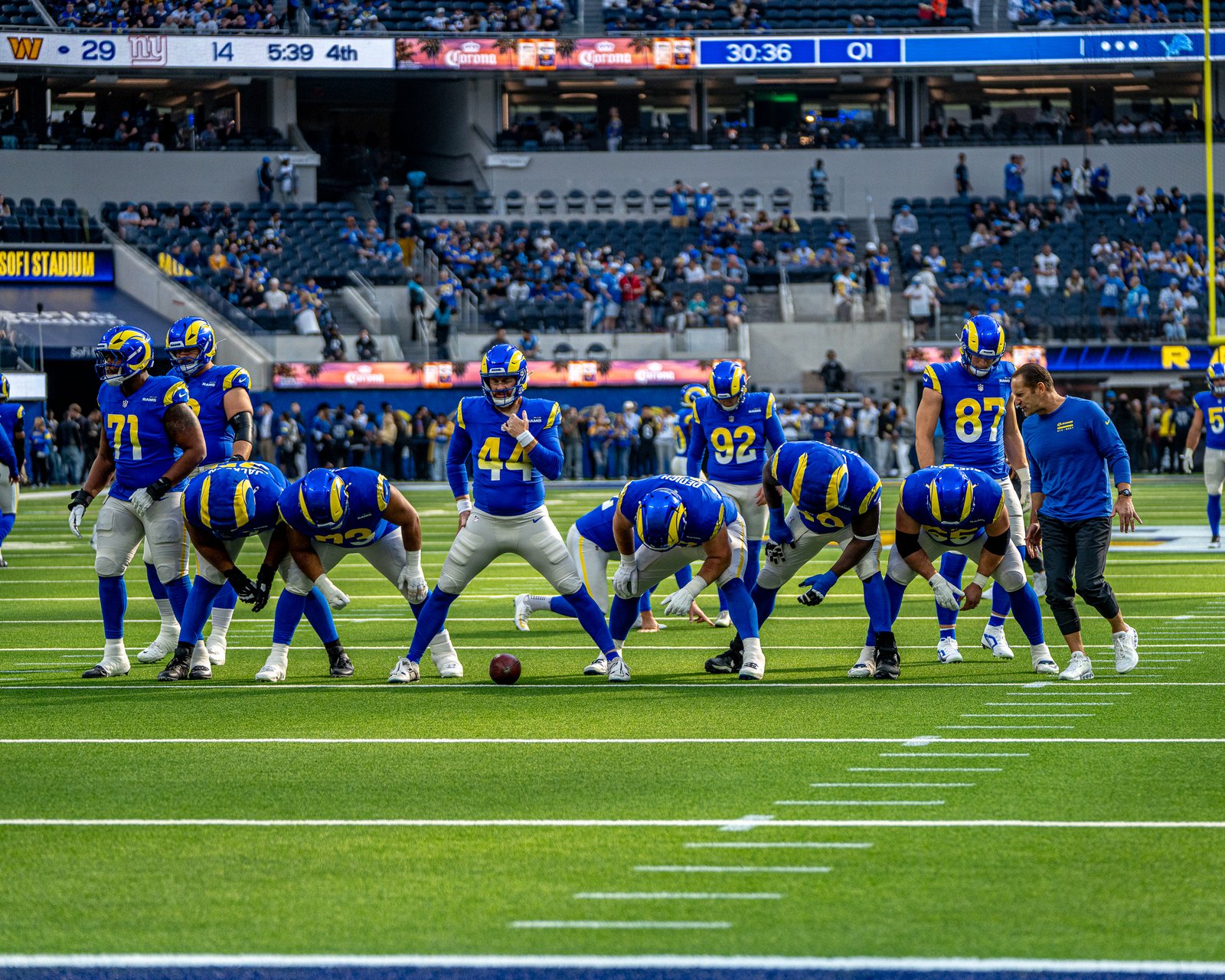 Los Angeles Rams offense lines up at SoFi Stadium