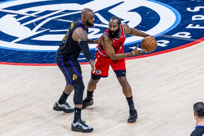 Los Angeles Clippers James Harder Dribbles the ball at a Inuit Dome in Inglewood California Photo Credit.- BZFilms Sports Marketing Agency - Bruno De Witt Zanotto