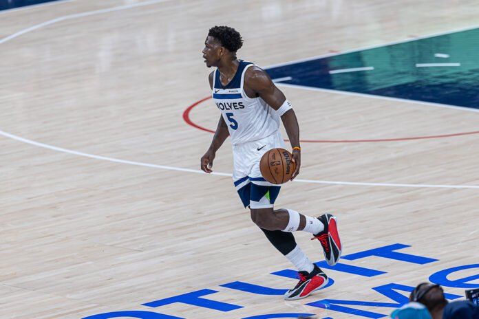 Minnesota Timberwolves Anthony Edwards (5) dribbles the ball at an NBA game vs Los Angeles Clippers at Intuit Dome in Inglewood California on February 26th, 2026 - Photo Credit - Bruno De Witt Zanotto for LAMomentum