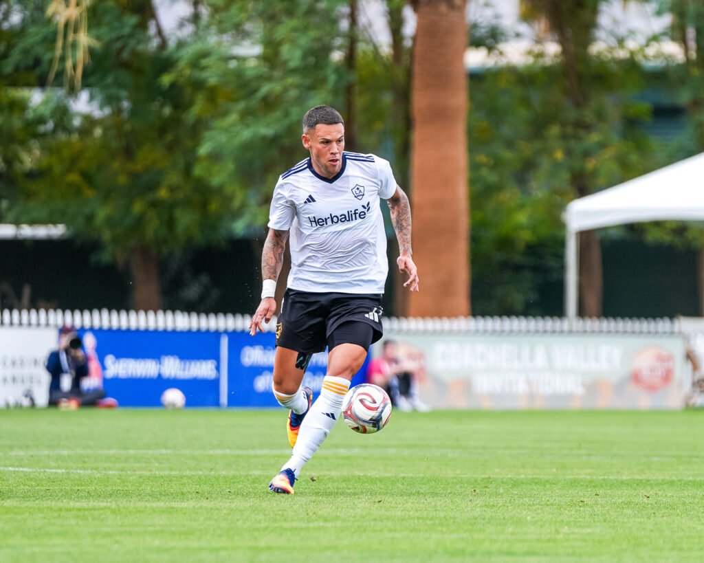 Los Angeles Galaxy Christian Ramirez dribbles the ball vs St. Louis FC at Coachella Valley Invitational on February 11th, 2026 - Photo Credit - Angel Almada for LAMomentum