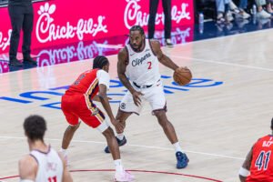 Los Angeles Clippers Kawhi Leonard (2) dribbles the ball at an NBA basketball game vs the Pelicans at Intuit Dome on March 1st, 2026. Photo Credit - BZFilms Sports Marketing Agency - Bruno De Witt Zanotto