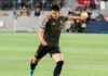 Heung-Min Son of Los Angeles FC strikes the ball during the first leg of the Concacaf Champions Cup Semifinal against Toluca on April 29, 2026, at BMO Stadium in Los Angeles, California. - Joao Portugal for LAMomentum.