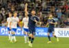 SAN DIEGO FC vs VANCOUVER WHITECAPS FC May 23, 2026 Tristan Blackmon (33) of Vancouver celebrates a commanding victory by the visiting team at Snapdragon Stadium in San Diego, CA - photo by Adrian Perez of LAMomentum