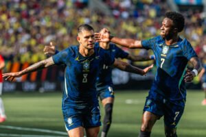 Brazil National Team Bruno Guimarães (8) celebrates his goal vs Egypt at Huntington Bank Stadium in Cleveland Ohio on June 6th, 2026 - Photo Credit BZFILMS Sports Marketing Agency - Bruno De Witt Zanotto