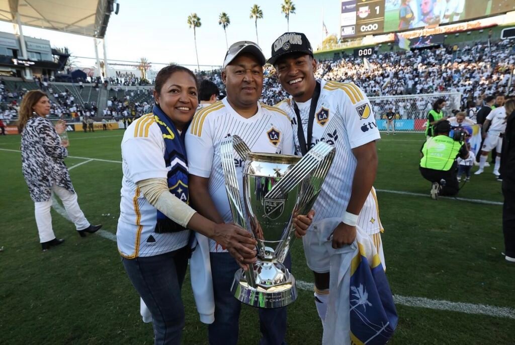 Mauricio Cuevas celebrates winning the 2024 MLS Cup with LA Galaxy as a homegrown player // Photo Credit: LA Galaxy