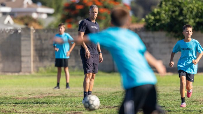 Coach Raphael Alves training his CultureFC team at La Quinta High School.
