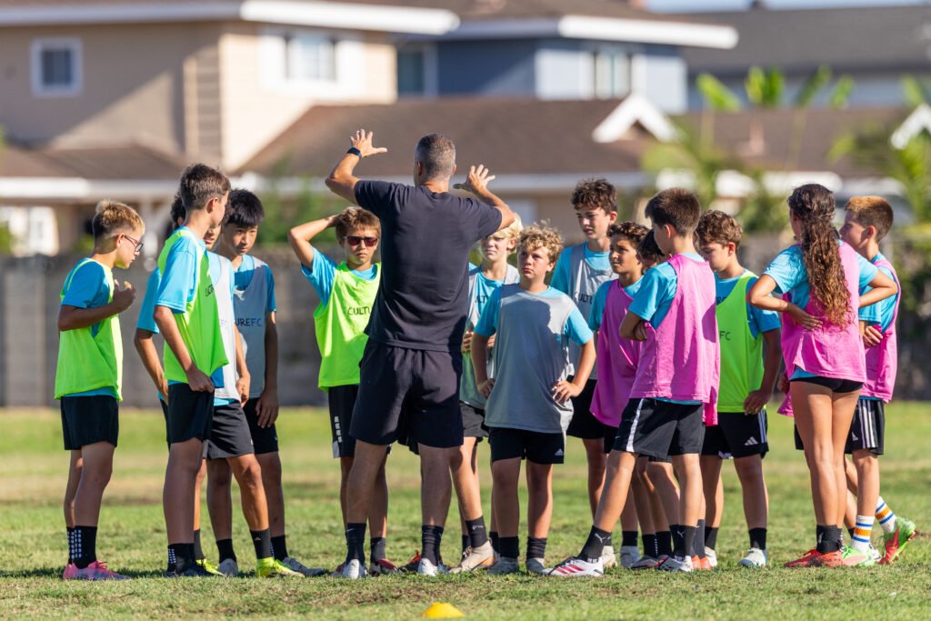 Coach Raphael Alves coaching his CutlureFC team in La Quinta High School