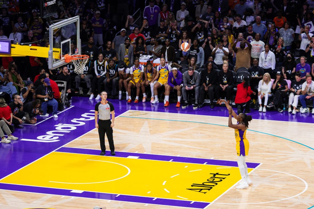 Los Angeles Sparks forward Nneka Ogwumike (30) taking a free-throw in Los Angeles, CA 9-24-26 - Photo Credit- Ethan Lee