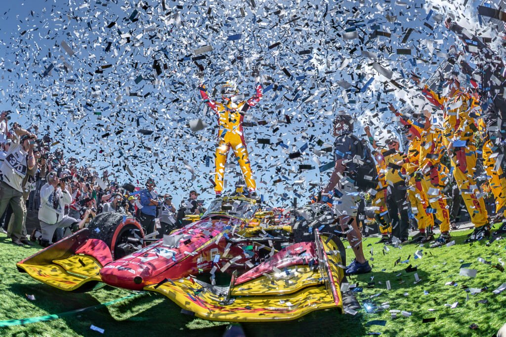 Alex Palou celebrates his fifth IndyCar championship with Chip Ganassi Racing at Laguna Seca