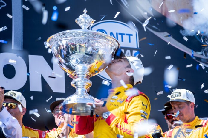 Alex Palou celebrates his fifth IndyCar championship at WeatherTech Raceway Laguna Seca
