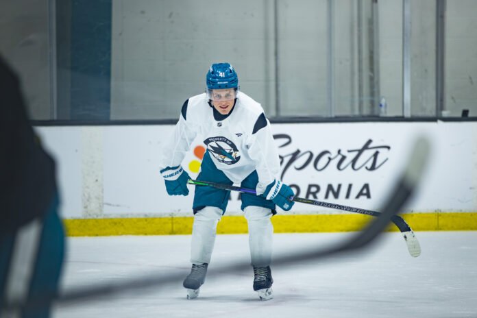 Ivar Stenberg #41 during San Jose Sharks training camp practice