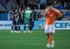 San Jose Earthquakes players celebrate their 1–0 victory over Houston Dynamo FC at PayPal Park.
