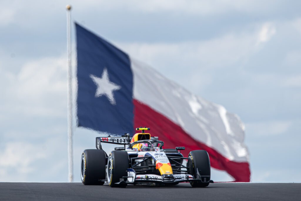 Liam Lawson driving the No. 30 Visa Cash App Racing Bulls Formula 1 car during qualifying for the 2026 United States Grand Prix at Circuit of the Americas in Austin, Texas.