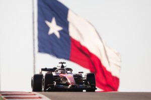 Charles Leclerc driving the No. 16 Ferrari during practice for the 2026 United States Grand Prix at Circuit of the Americas in Austin, Texas.