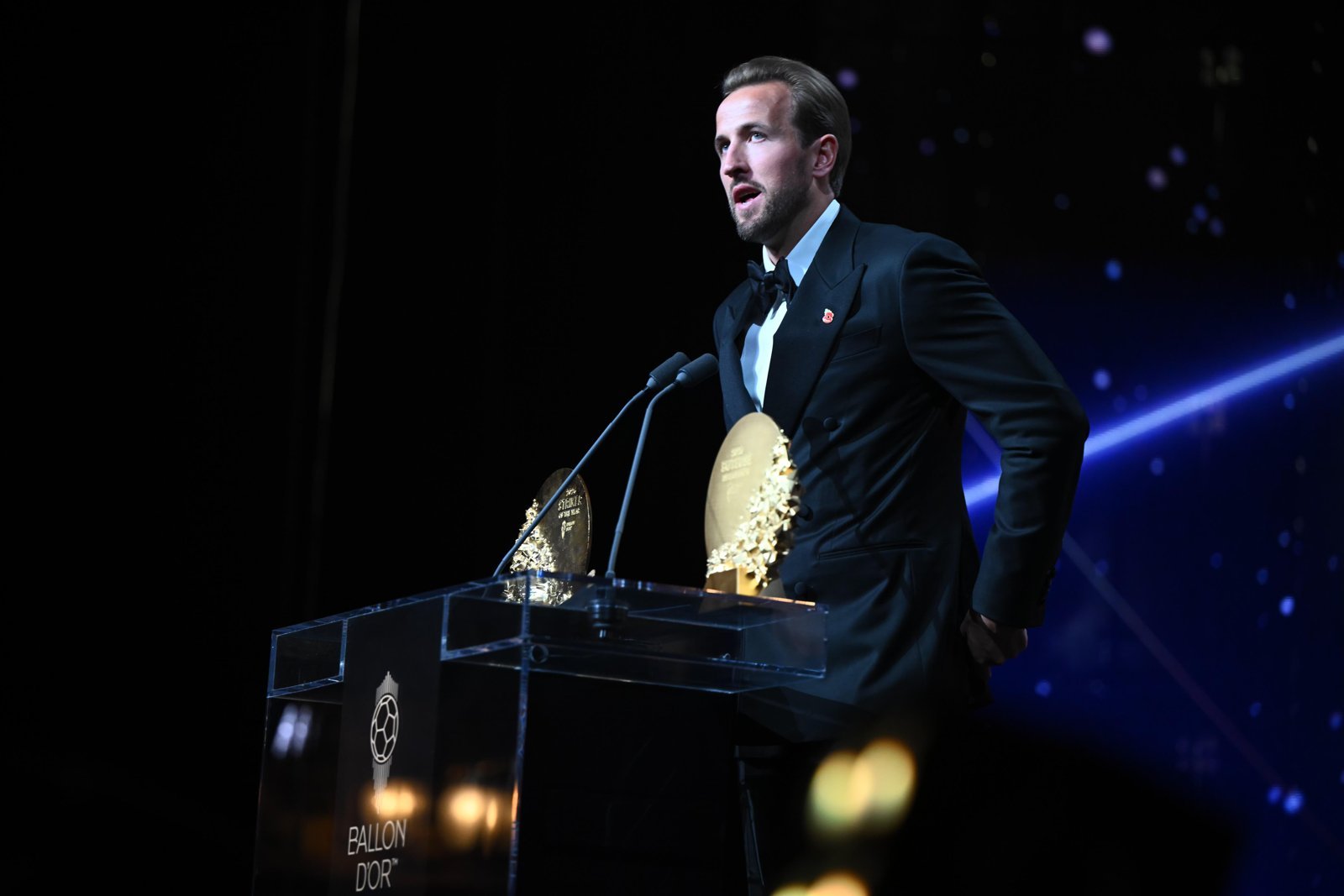Harry Kane at the podium of the 2026 Ballon d'Or at the London Palladium