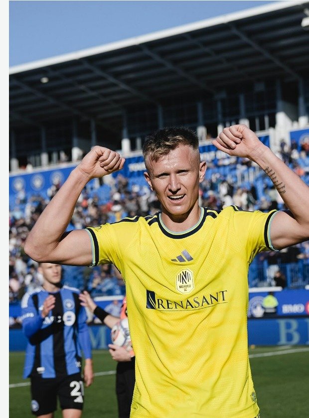Sam Surridge celebrates Nashville SC's Supporters' Shield-clinching win at CF Montréal